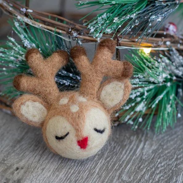 Reindeer Christmas Shapes with Red Nose- Handmade by Matthew and Mae Set of 1