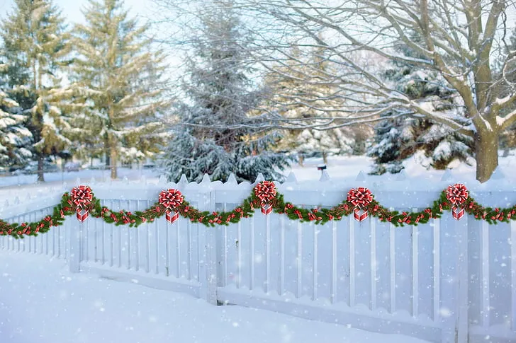 Royalty-Free photo: White wooden fence with snow near trees | PickPik