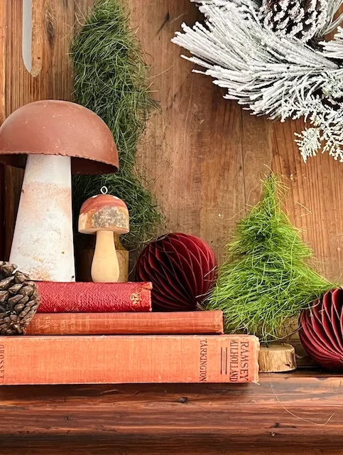 Rustic Christmas Mantel With Honeycomb Ornaments - MY WEATHERED HOME