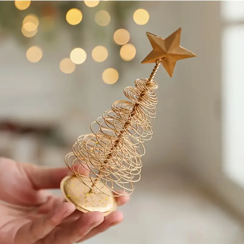 set 3 mini golden christmas trees elegant tabletop - Temu Mauritius
