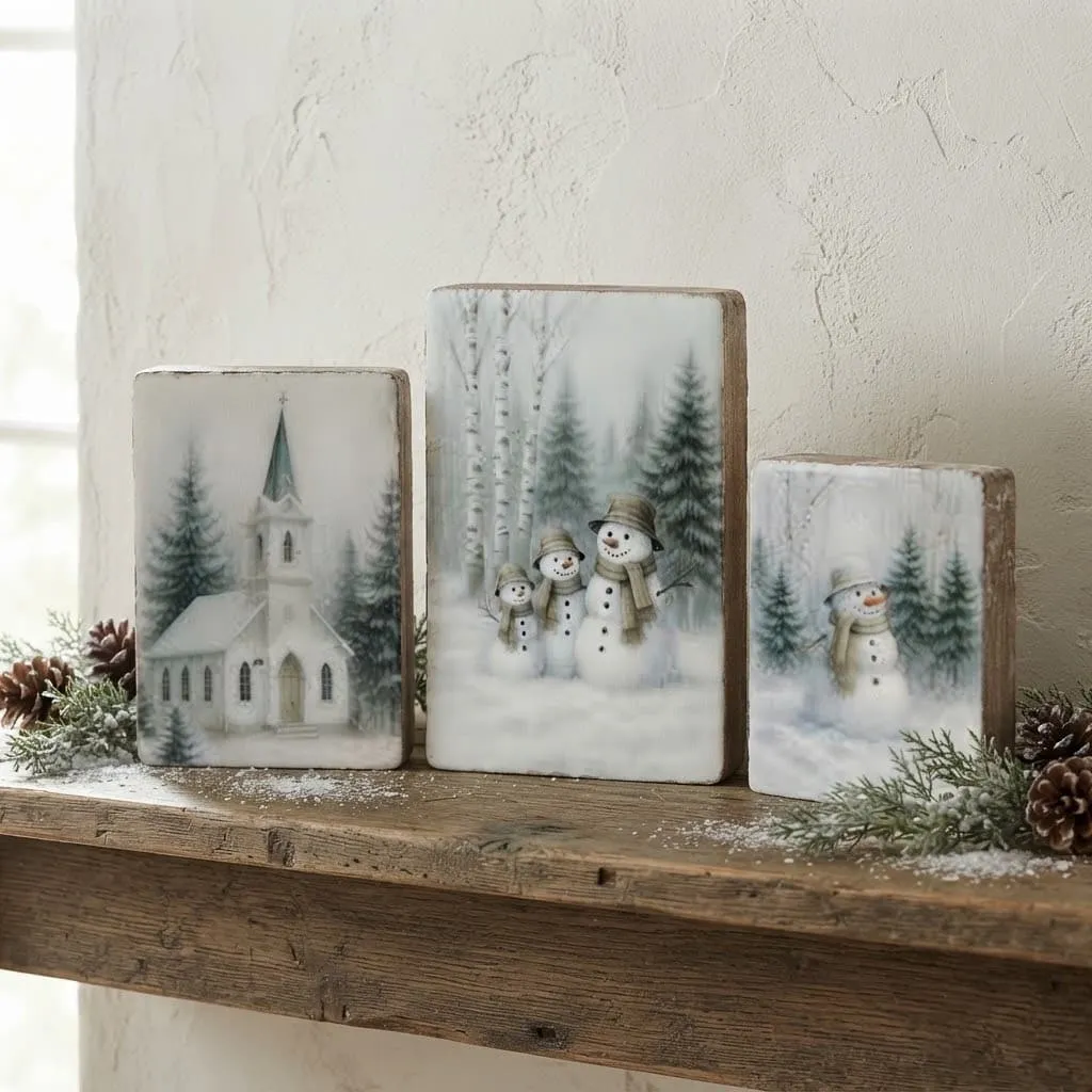 Set of 3 Snowy Forest Blocks - The Crafty Decorator