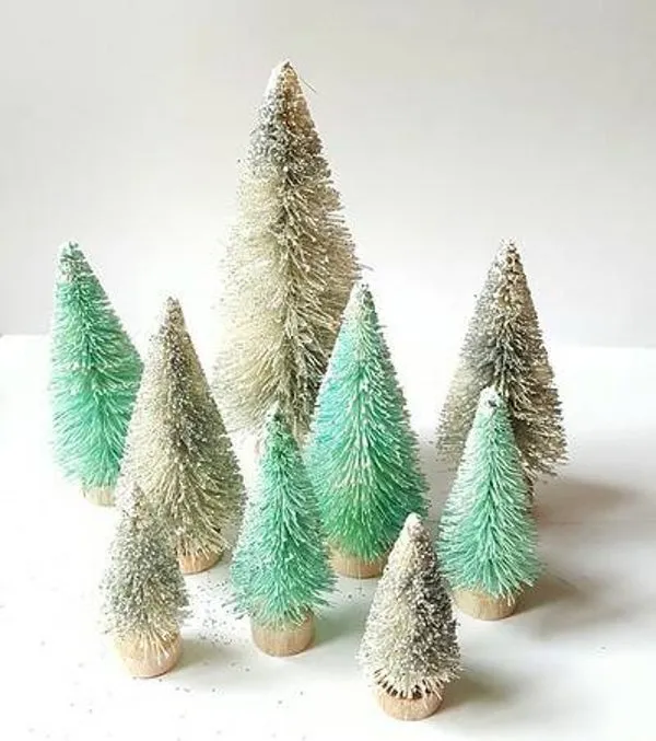 Set of 9 Mini Aqua Light Blue Teal & Silver Miniature Sisal Bottle Brush  Christmas Xmas Trees | Bottle Brush Tree Store - Wholesale sisal bottle  brush trees Holiday Decor & craft supplies