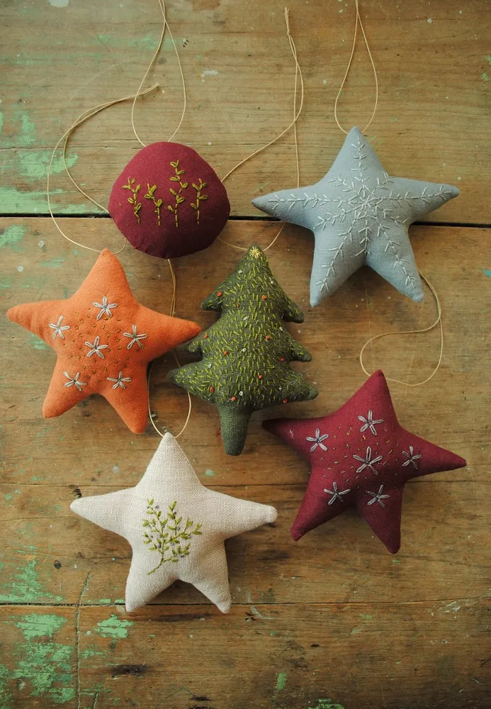 Sewing pattern. Embroidered fabric Christmas ornaments - Willowynn