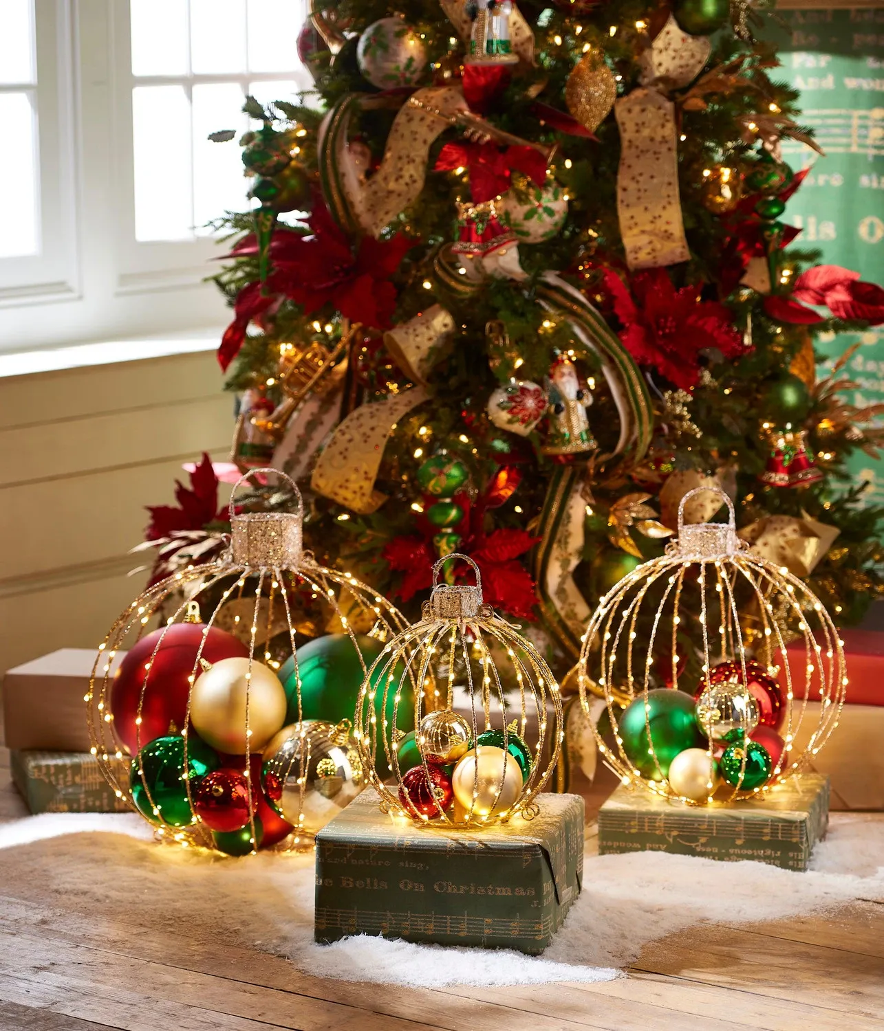 Shop Online Now | Raz 14', 19', Or 23.5' Large Gold Lighted Metal Frame Ornament Christmas Decoration from Alaska United States of America