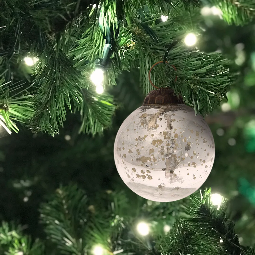 Silver Ava Mercury Glass Ball Ornament (OR213SV) by Luna Bazaar