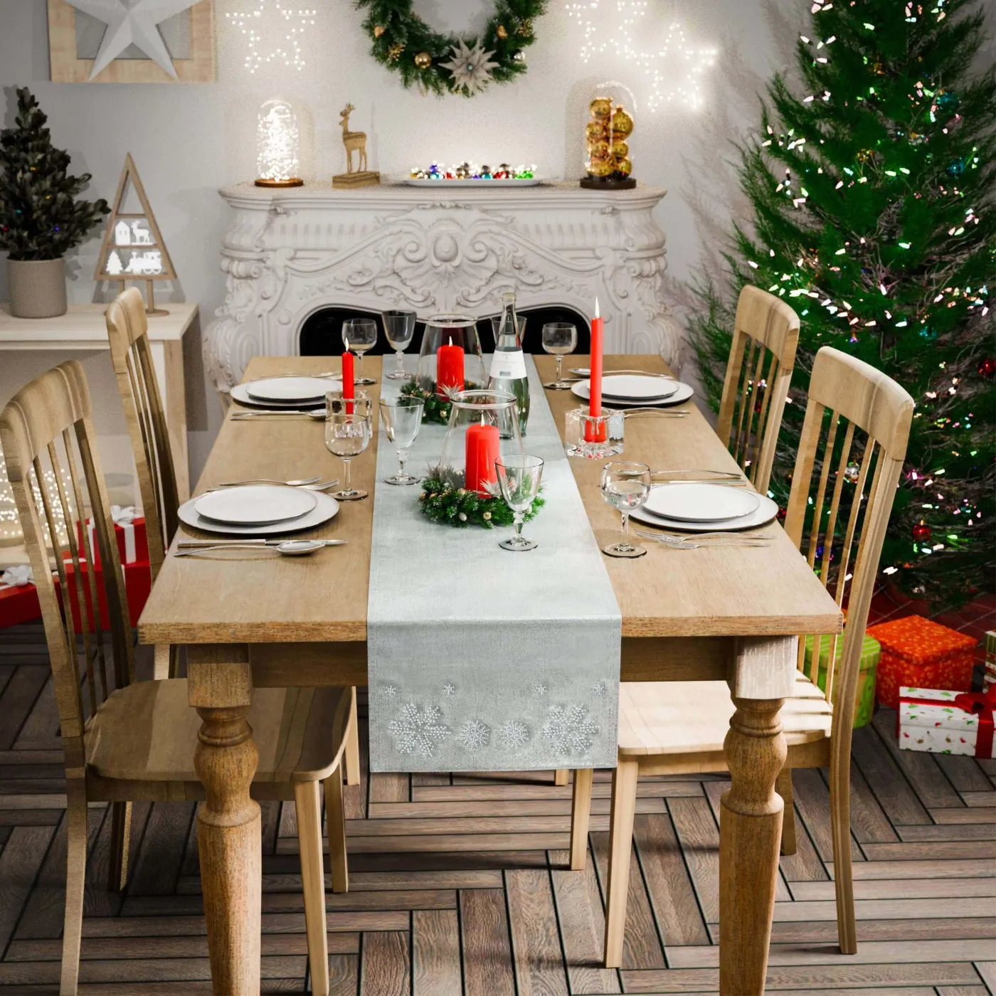 Silver Holiday Table Runner Silver Stag Christmas Table Runner