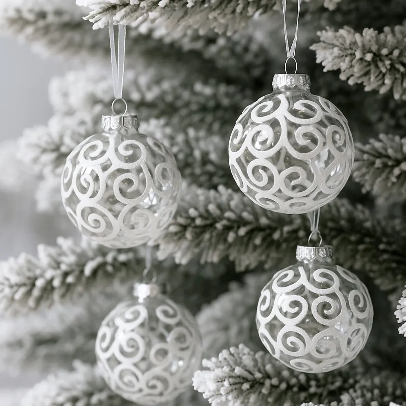 SLEETLY 12-Pack White Swirl Christmas Ball Ornaments Togo | Ubuy