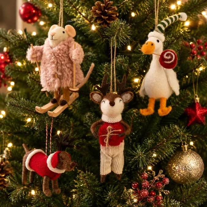 Sleigh Bells Christmas Felt Hanging Ornament Assorted | Home Bargains