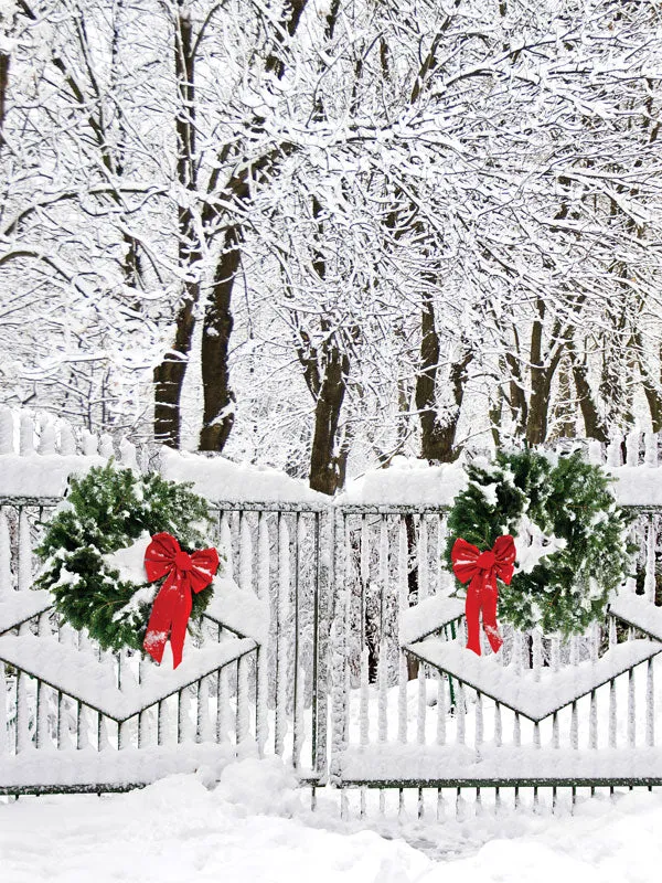 Snow Christmas Gate Printed Photo Backdrop - Denny Mfg