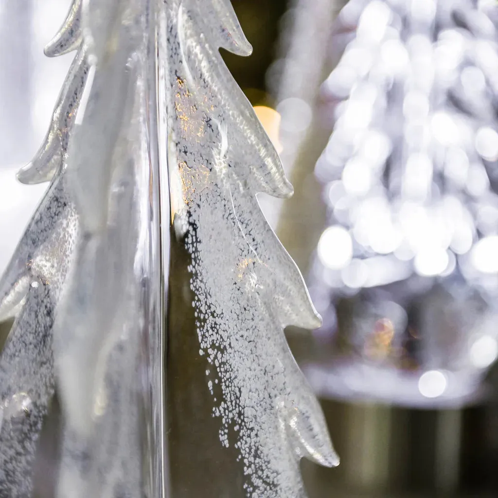 Snowy Branches Evergreen Glass Tree – The Purple Finch Home Collection