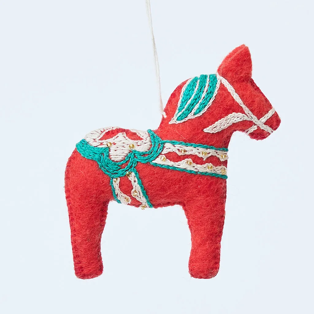 Swedish Dala Horse Ornament – Handmade Nordic Decor by Craftspring