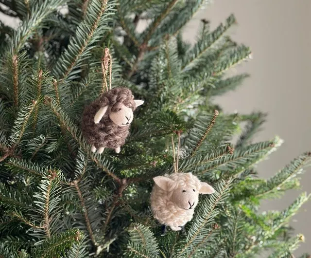 Taiwan Wool Felt Christmas Ornaments Set of 2 - Sheep Family Ganapati  Crafts Co. - Pinkoi