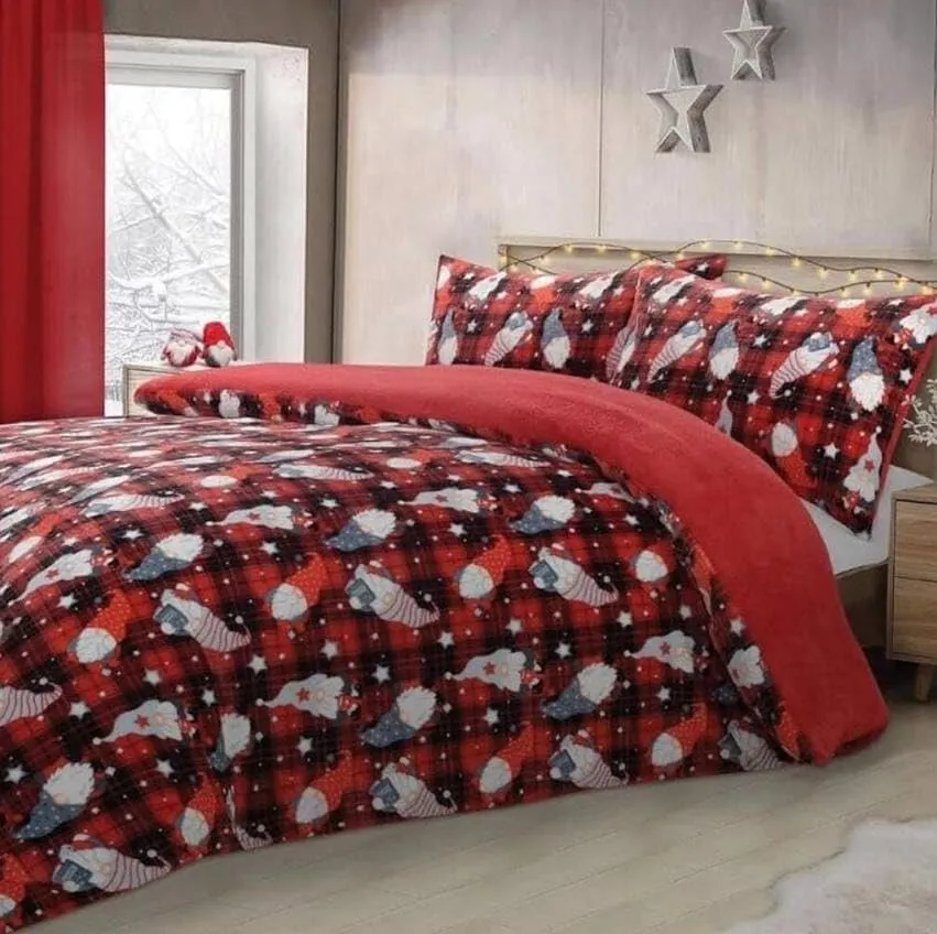 Teddy Fleece Duvet Cover Set Christmas Gonks Soft Warm Cosy bedding | eBay UK