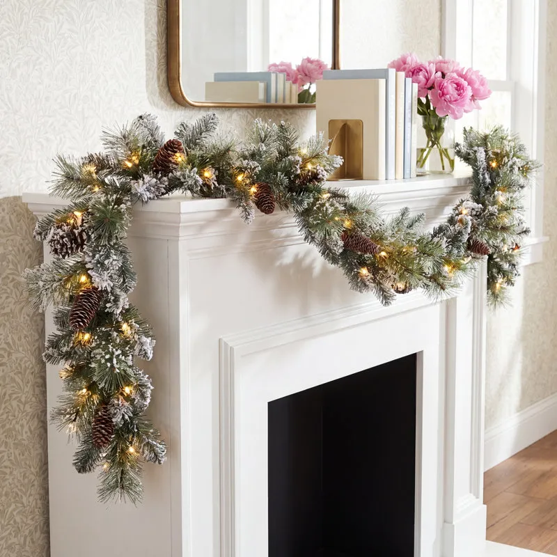 The Holiday Aisle® 108' Frosted Christmas Garland | Birch Lane