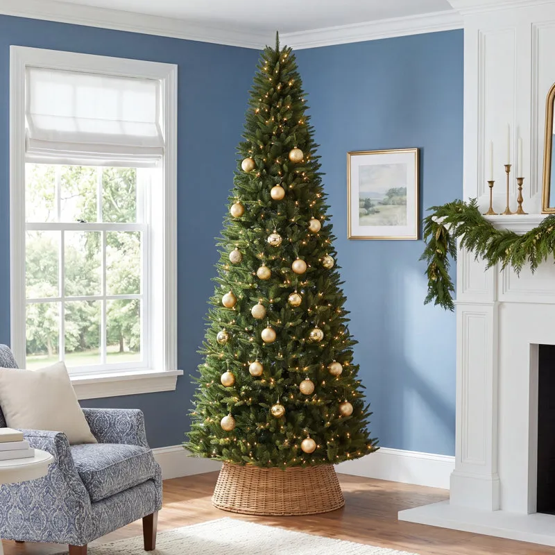 The Holiday Aisle® 12' H Slender Green Pine Christmas Tree with 800 Lights | Birch Lane