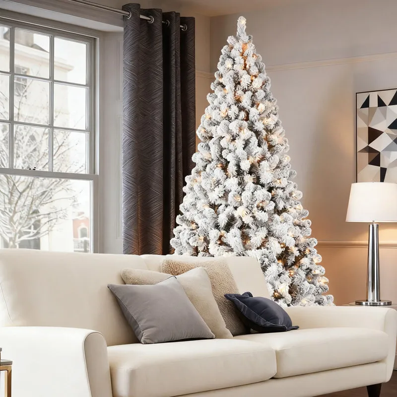 The Holiday Aisle® Flocked White Artificial Christmas Tree with Warm LED  Lights – Enchanting Snowy Night Holiday Centerpiece - Wayfair Canada