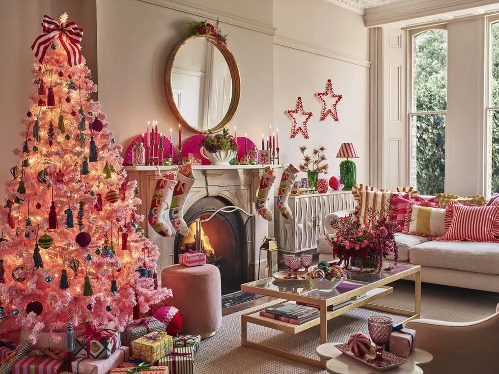 The top Christmas decorating trends for 2024 Jonathan Adler Pink and Green Holiday Garland