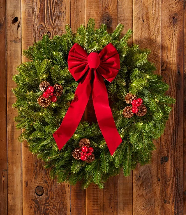 Traditional Christmas Balsam Wreath Lighted Delay Ship Week of 11/30 |  L.L.Bean for Business