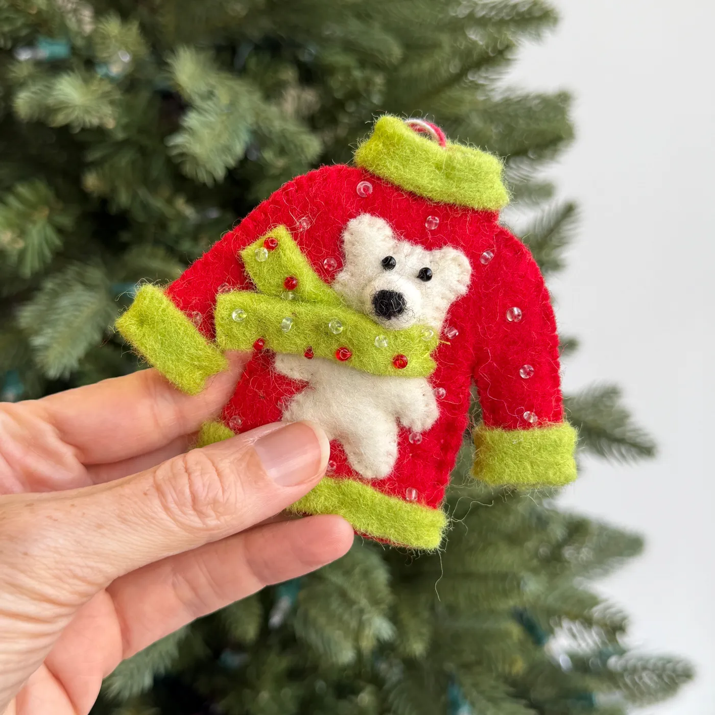 Ugly Christmas Sweater Ornament | Handmade Felt Wool Christmas Ornament |  Ornaments 4 Orphans®