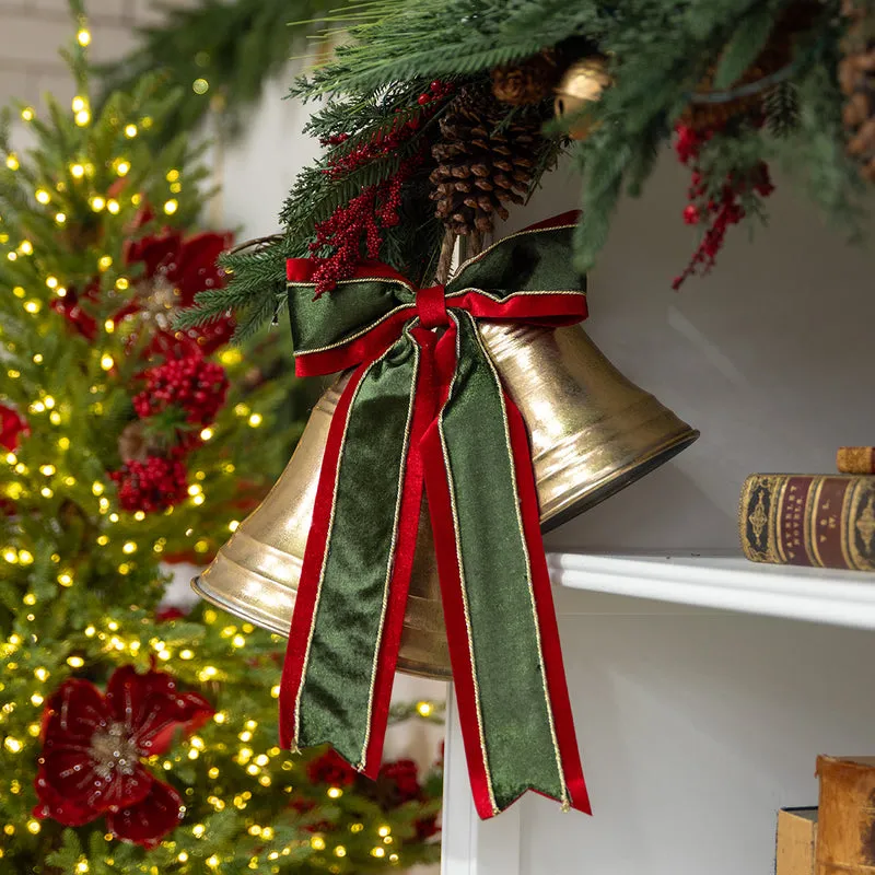 Velvet & Sparkle Wire Ribbon Red & Gold | Wide Christmas Ribbon