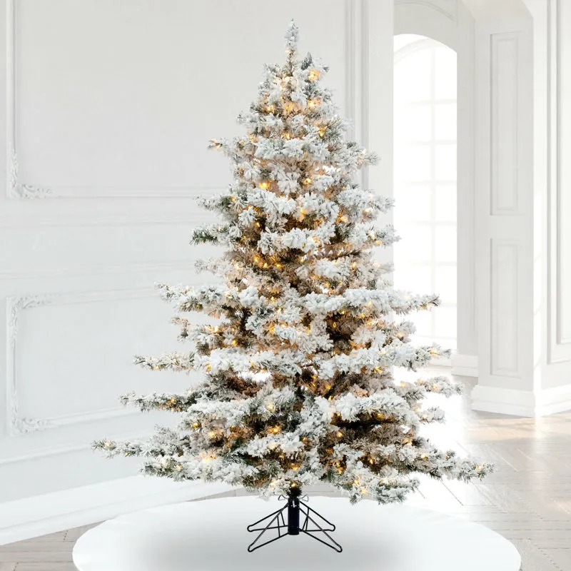 Vickerman Alaskan White/Green Artificial Christmas Tree with LED White Lights with Stand & Reviews | Perigold