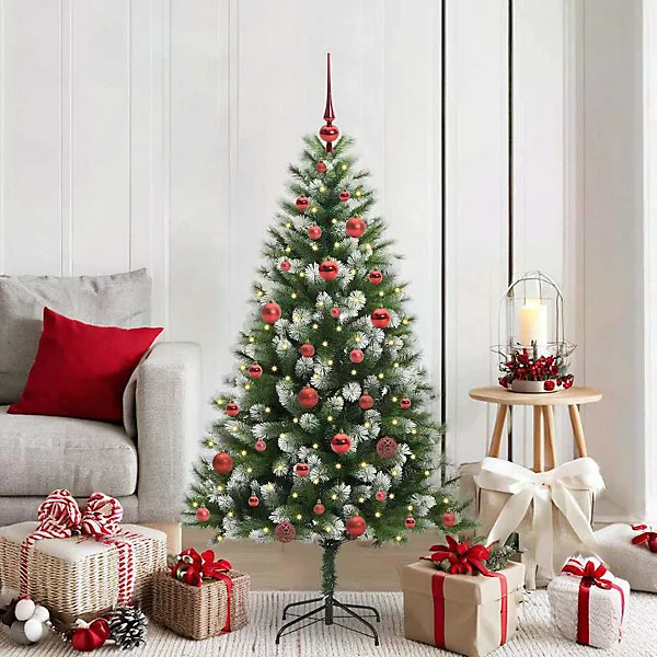 Vidaxl Artificial Hinged Christmas Tree With Flocked Snow 150 Cm