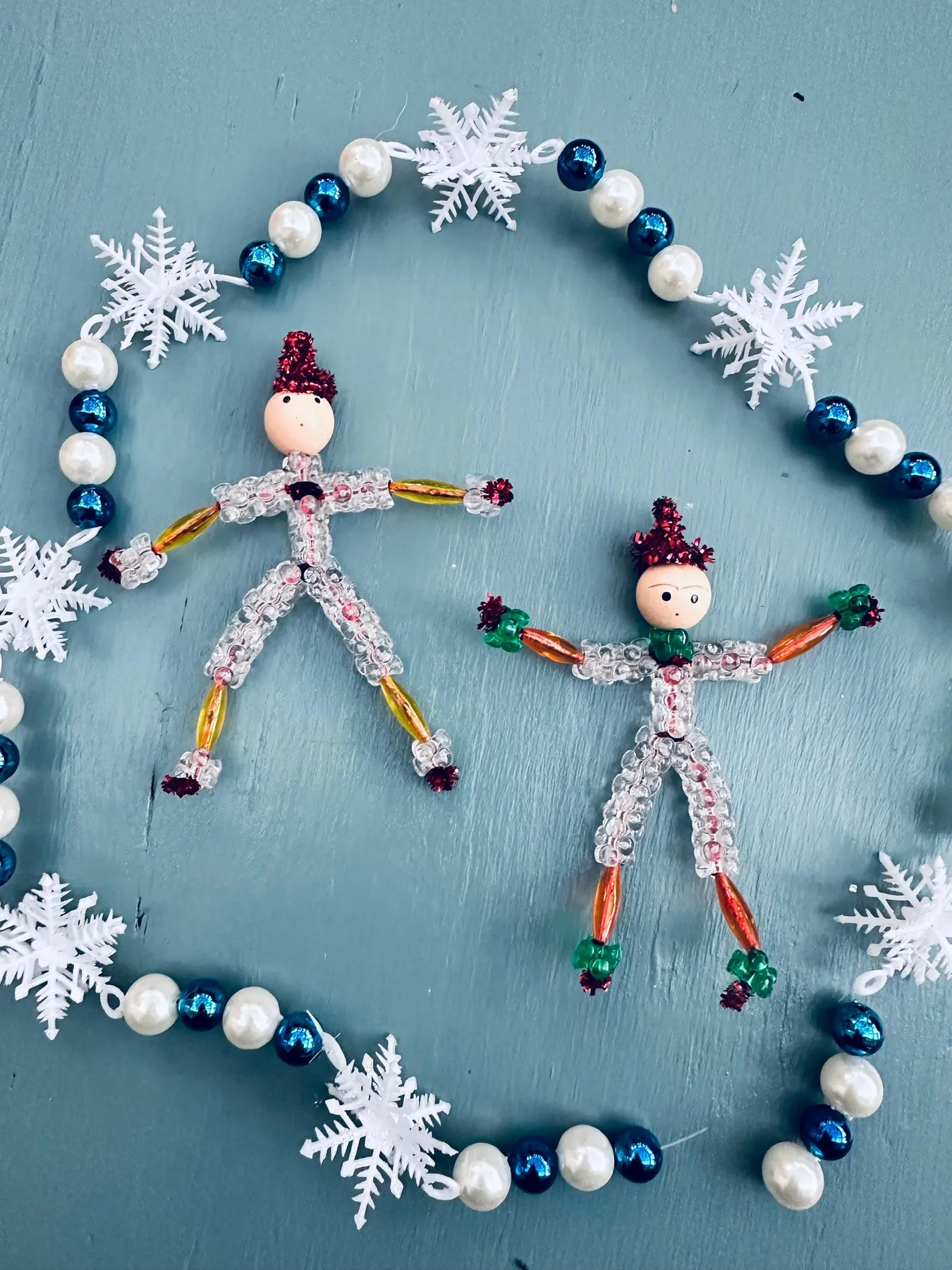 Vintage Beaded Pixie Ornaments Set, Mid Century Christmas Elves, Handmade  Bead Elf Decorations, Retro Holiday Tree Ornaments