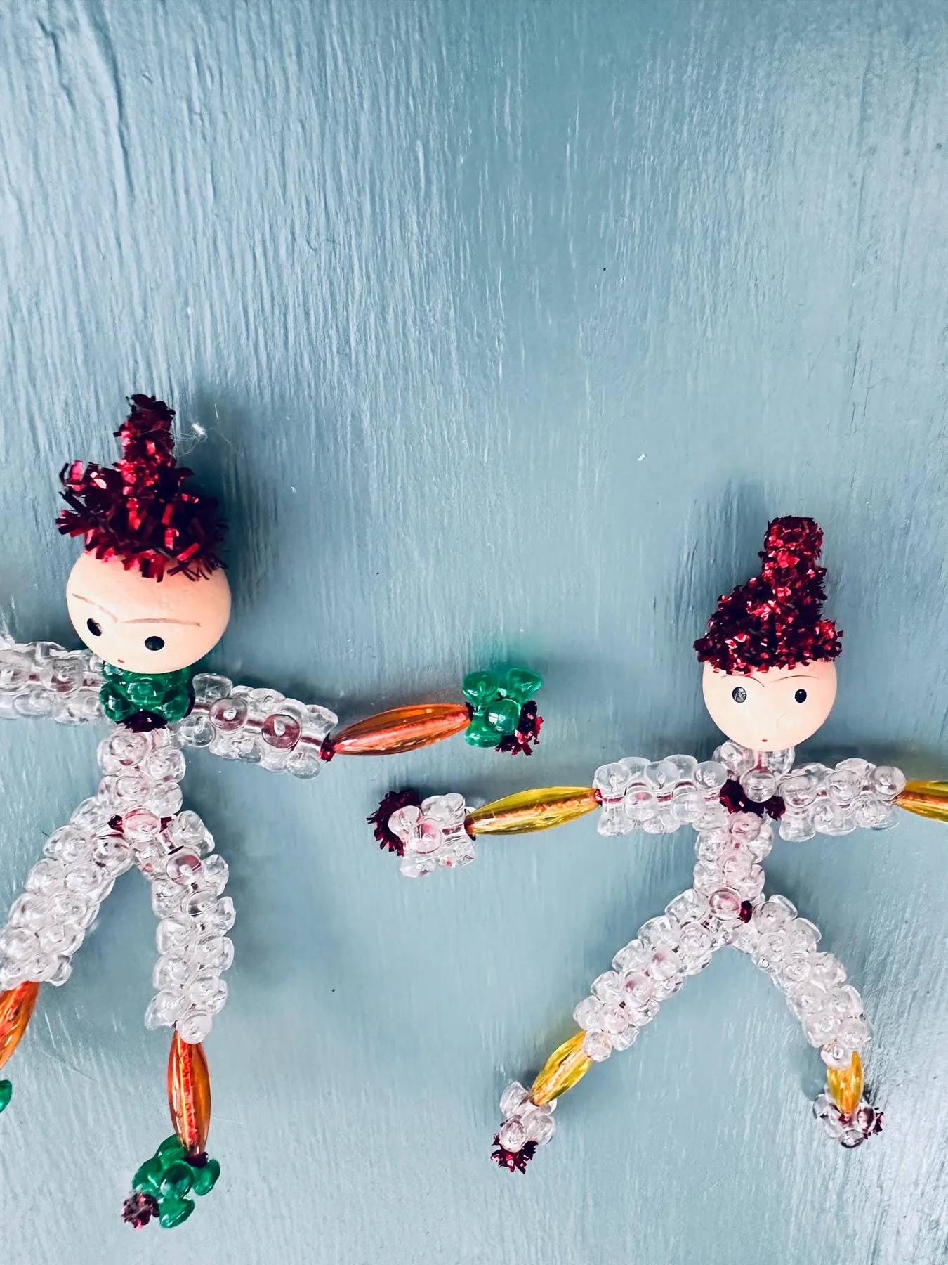 Vintage Beaded Pixie Ornaments Set, Mid Century Christmas Elves, Handmade  Bead Elf Decorations, Retro Holiday Tree Ornaments