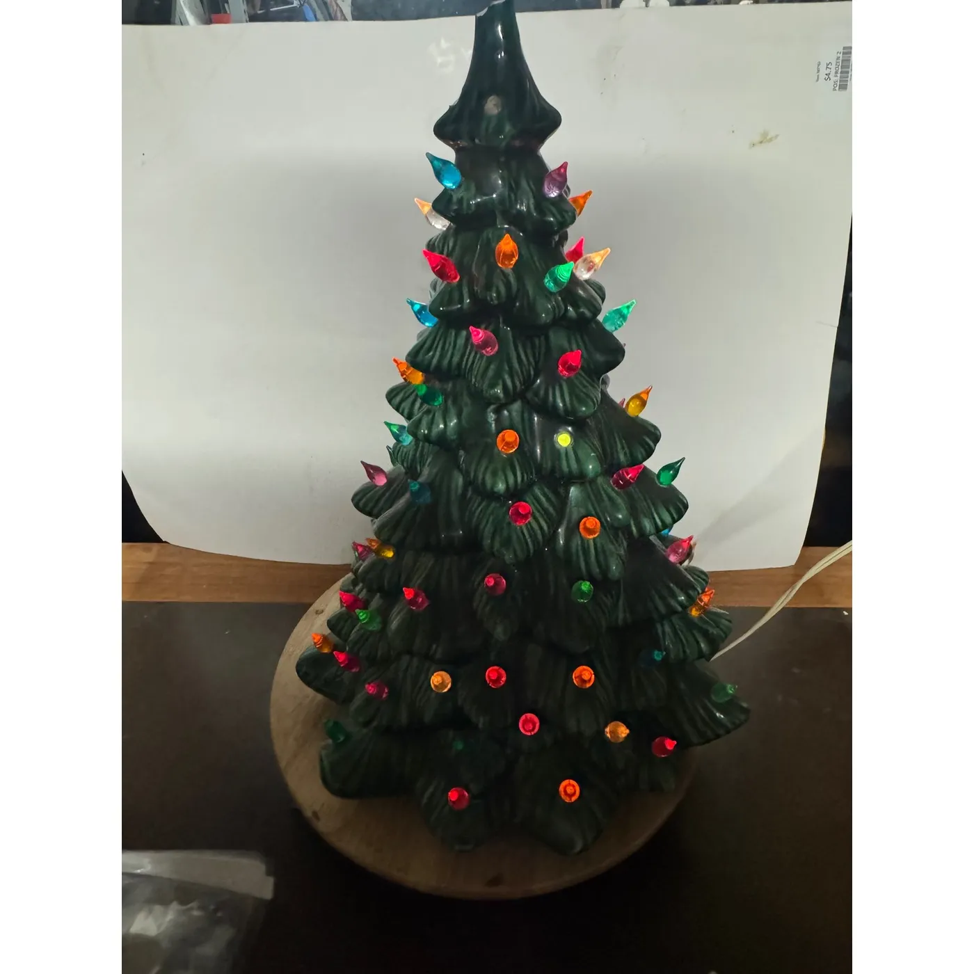 Vintage Ceramic Christmas Tree Tabletop Lighted Table Decoration