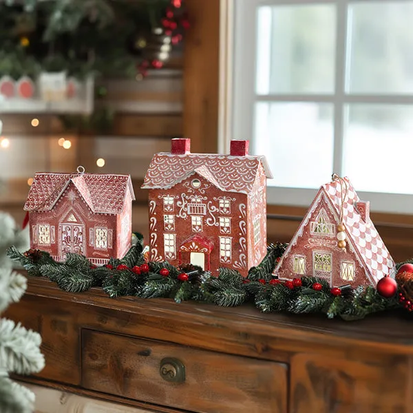 Vintage Ceramic Light up Gingerbread House Santa on Roof New Vintage Gingerbread House Light Up Santa