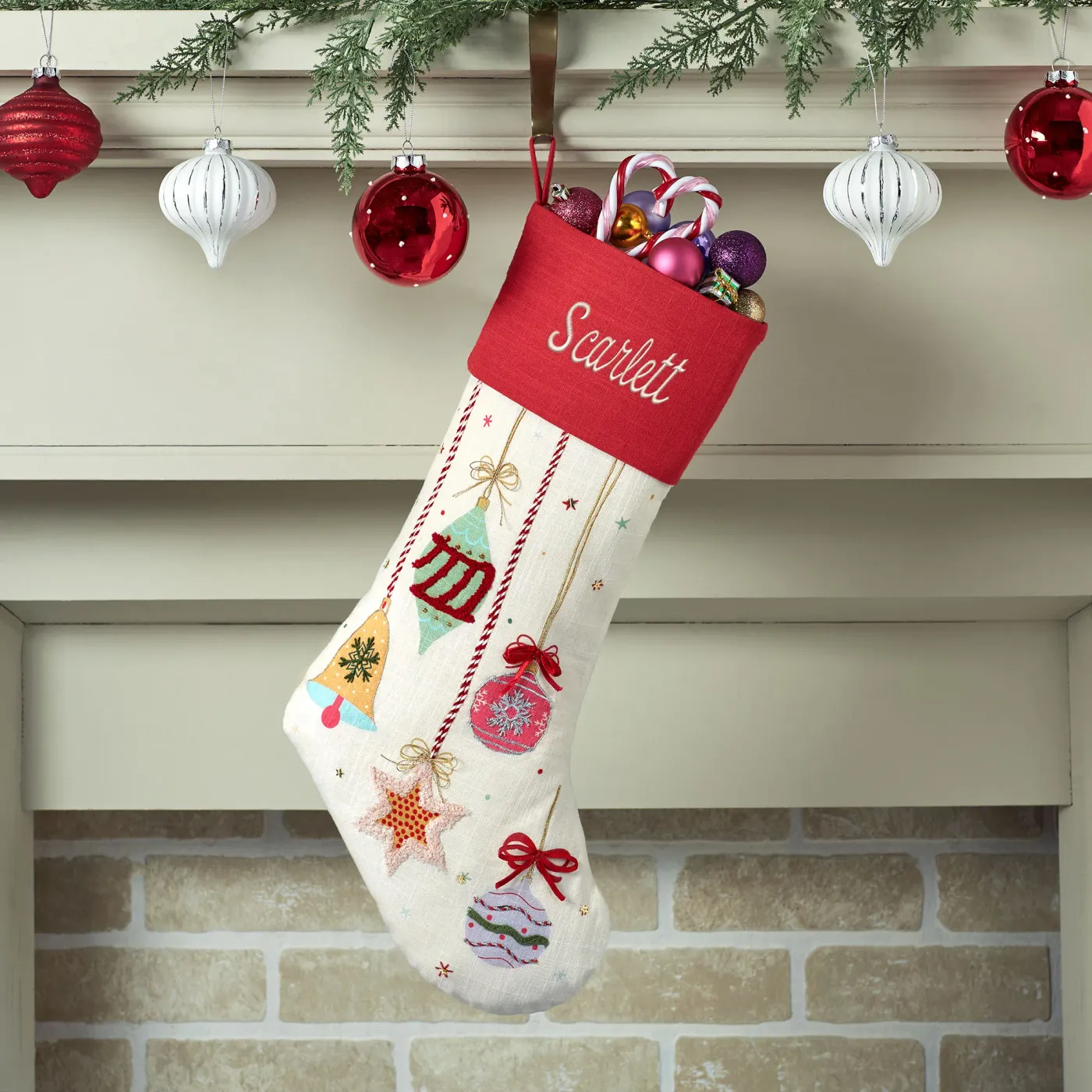 Vintage Ornament Retro Mid Century Style Embellished Christmas Stocking