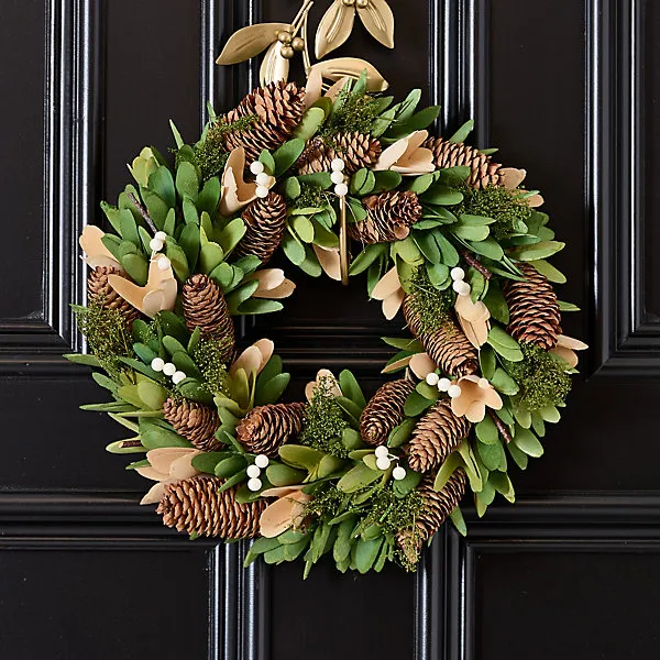 Vintage Style Forest Green Festive Decor Autumn-Winter Wreath Front Door  Christmas Wreath 35cm