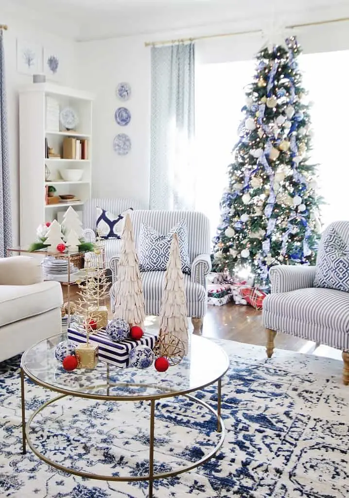 White Christmas Trees Living Room Tree Blue Lamps Blue And White Christmas  Decorating Thistlewood Farm