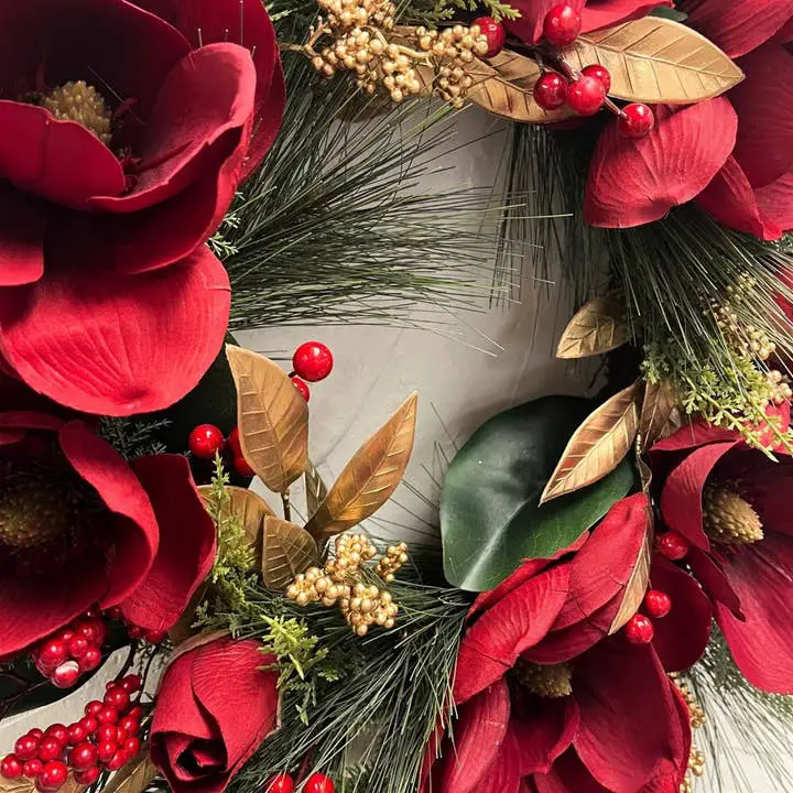 Wholesale 24” Golden Estate Magnolia Wreath | Luxury Christmas for your  store - Faire