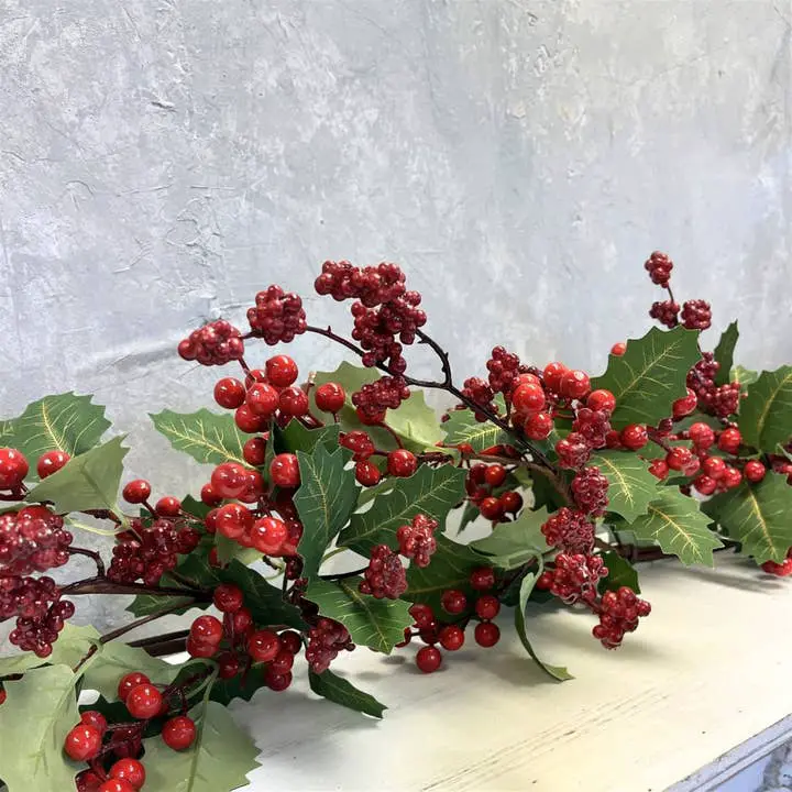 Wholesale Christmas Traditions Holly Berry Garland w/ gold Veins 72' for  your store - Faire