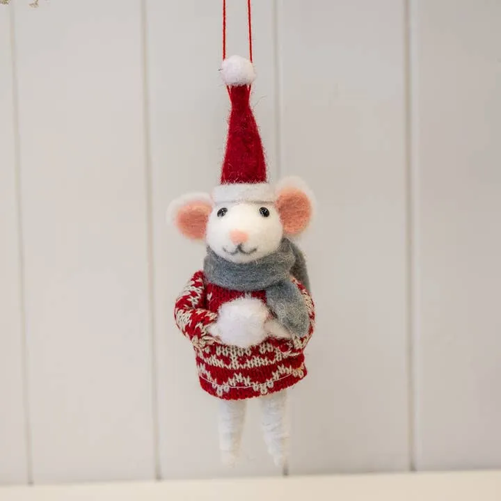 Wholesale Felt Hanging Mouse In Christmas Sweater And Santa Hat for your  store - Faire