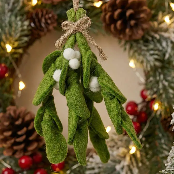 Wholesale Handmade Felt Biodegradable Mistletoe Sprig Christmas for your store - Faire