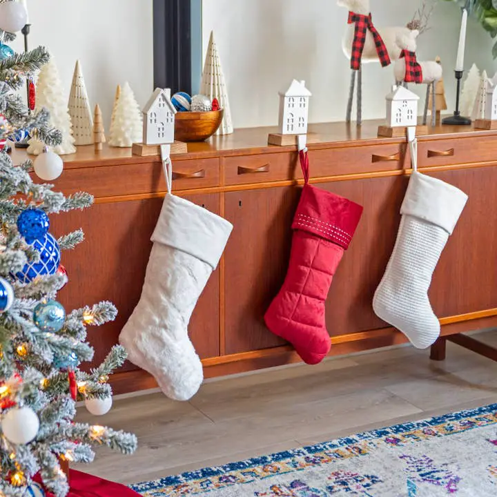 Wholesale Quilted Velvet Christmas Stocking with Pick-Stitch Detail for  your store - Faire