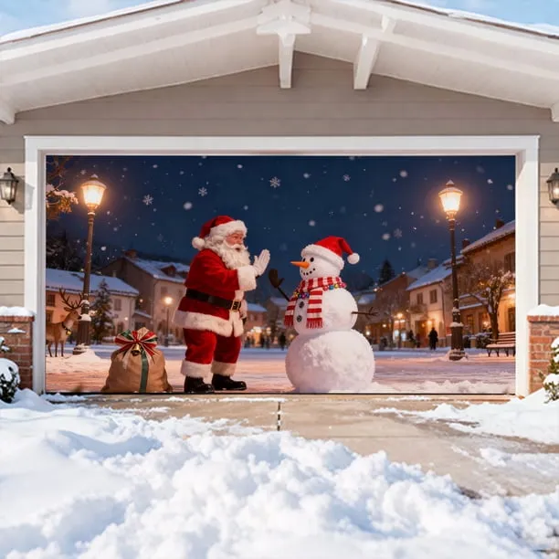 WMQPNNS New Trending 2026 Christmas Garage Door Cover and Vin Tage Truck Holiday Banner Decoration for Garage Large Outdoor Christmas Decoration Garage Cover for Christmas Festive Home De Cor - Walm