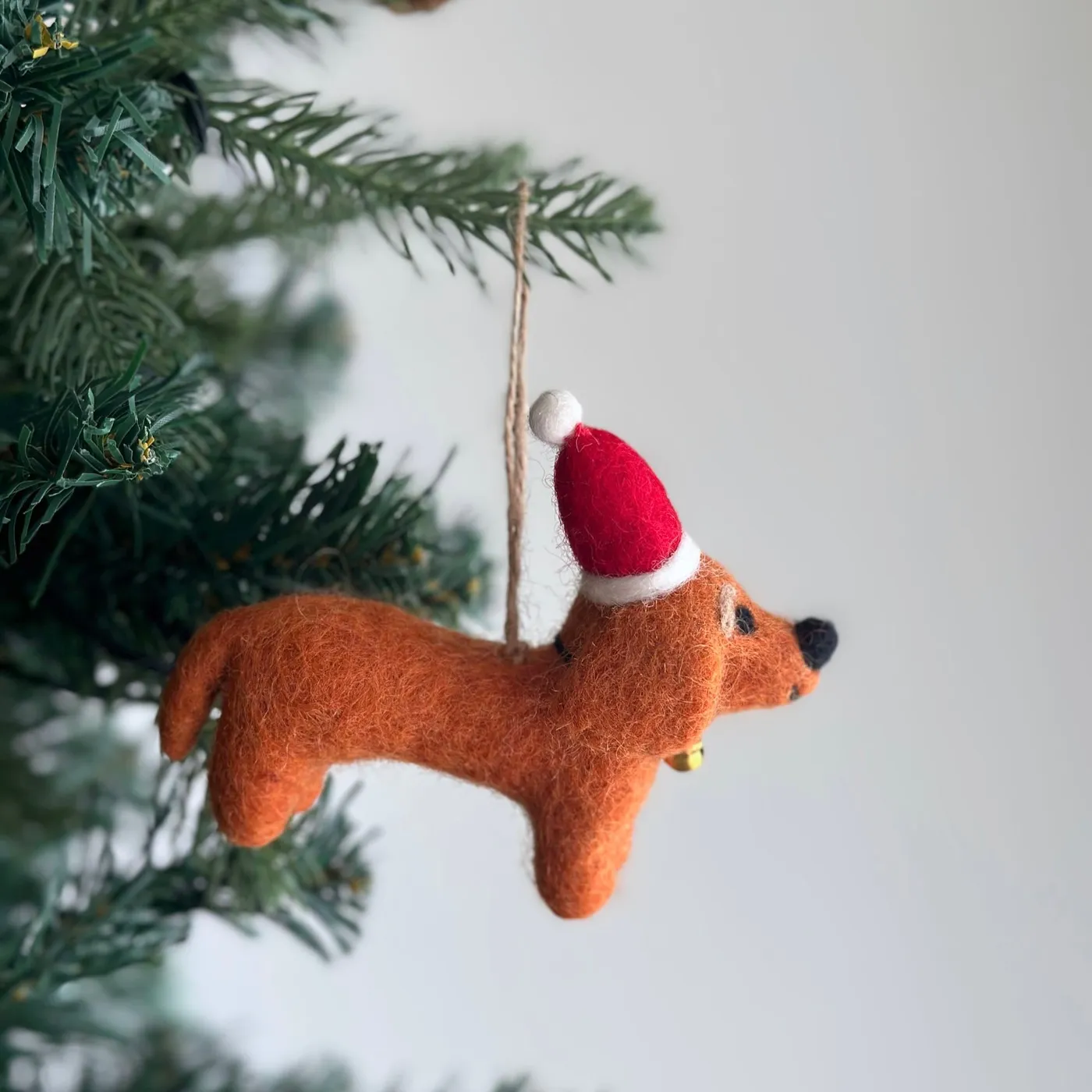 Wool Felt Christmas Ornament - Dachshund Dog | Ganapati Crafts Co.