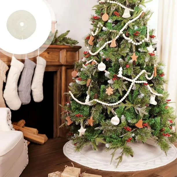 wycnly Christmas Tree Skirt Collar Knitted White Fabric 24.4in 35.82in 48.03in Round Soft Comfortable Apron Mat Ornament for Tree Holiday Party Christmas Decor - Walmart.ca