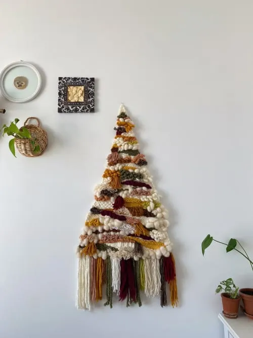 XL boho woven wall hanging Christmas tree in silver, gold, m by Awesome  Knots | Wescover Wall Hangings