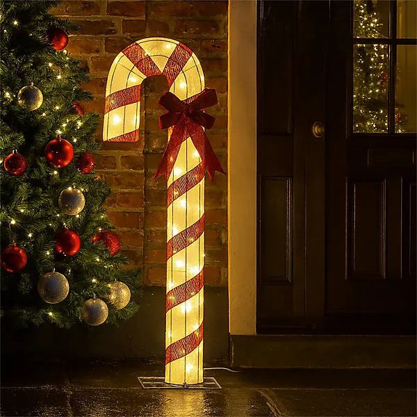 Xmas Haus 150cm Festive Christmas Outdoor LED Candy Cane Walking Stick Light 80 Warm White LEDs (